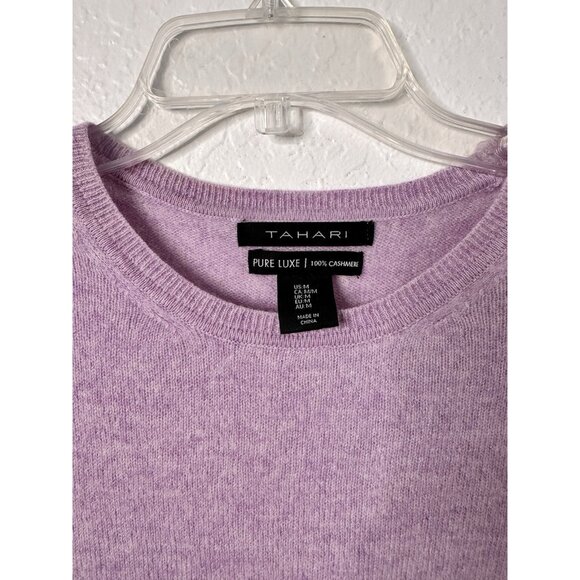 TAHARI PURE LUXE Size M Women's Lavender 100% Cashmere Soft Crew Neck Sweater - Picture 3 of 3
